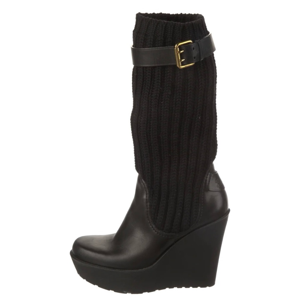 Gucci Black Wedge Leather Shoes
